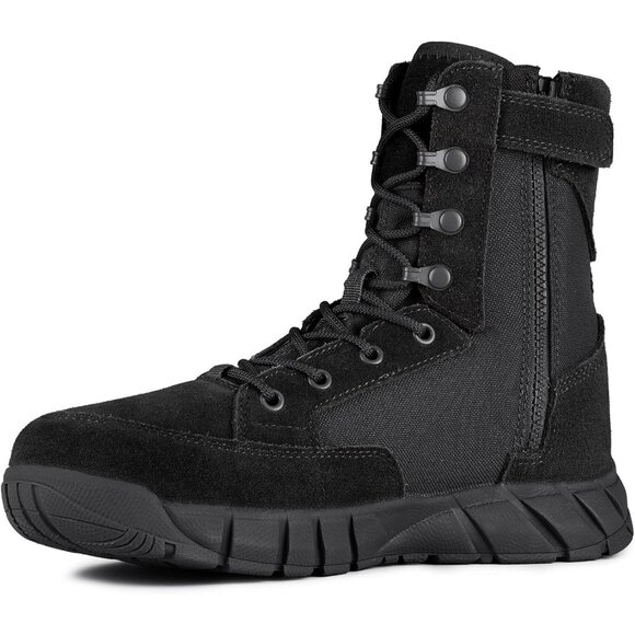 ⚡ Men's Deep Black Combat Suede Leather Lightweight Military Work Desert Boot